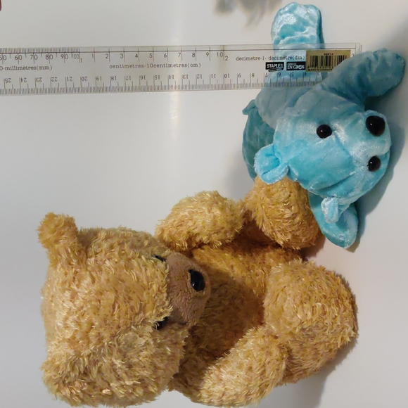 Golden Teddy Bear and Turquoise Bear Plushie - Picture 1 of 6